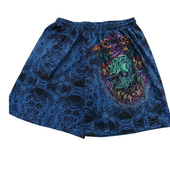 Rare  XXXLVintage Mens Swim trunks. Blue with Skulls/Tiki symbols Vacay Pirate - Picture 2 of 10
